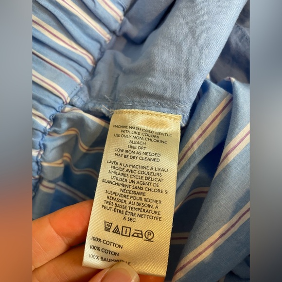 Anthropologie pull on culotte cotton pants Blue Striped - Picture 11 of 12